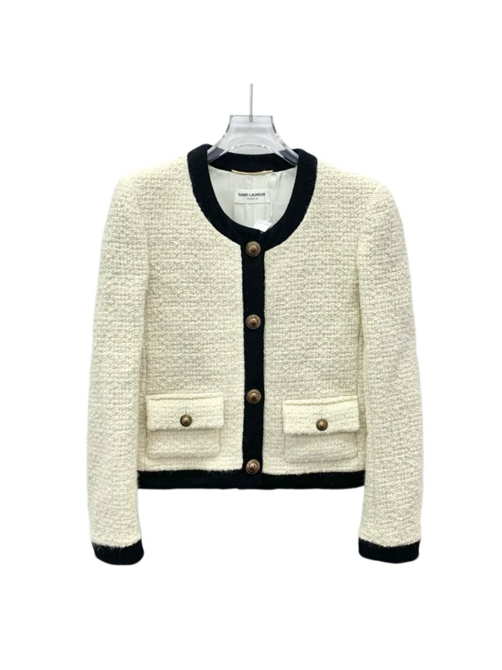 Yves Saint Laurent Beige Wool Tweed Knit Jacket